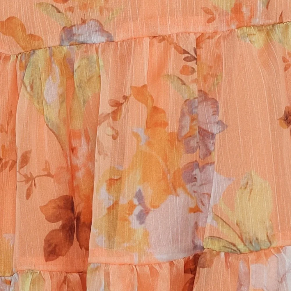 Orange floral backless dress - Picture 5 of 6